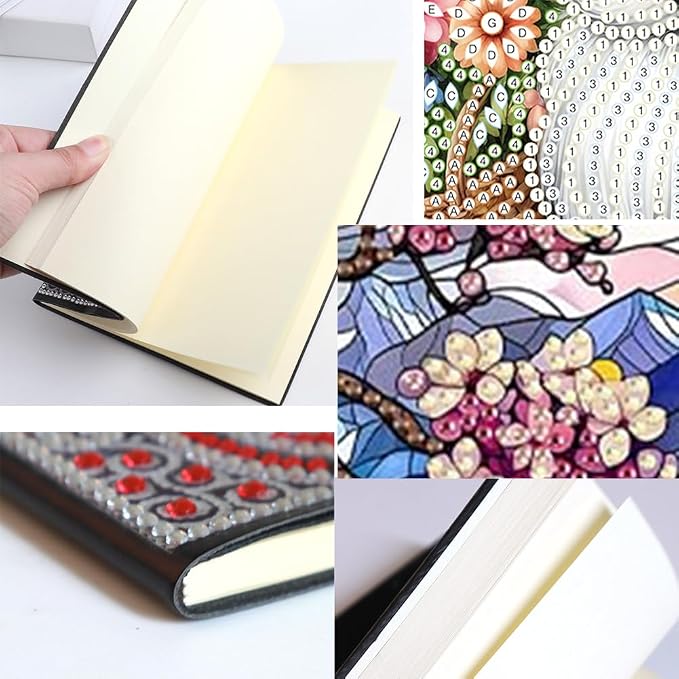 FRANDEK Color Tree Diamond Art Painting Notebook Handmade DIY A5 50 Pages Gem Art Kit, Crystal Rhinestone PU PU Journal for Creative Writing Sketching, Birthday Holiday Back To School Gift for Adults