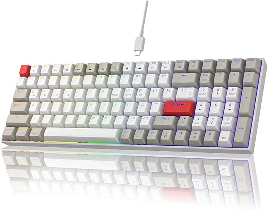Newmen GM1000 Wireless Mechanical Gaming Keyboard,Bluetooth 5.0/2.4GHz/USB-C Hot Swappable Custom Keyboard,RGB Backlit Mechanical Keyboards for with Number Pad for Mac/Win（G-Blue Switches）