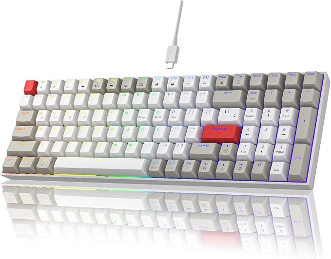 Newmen GM1000 Wireless Mechanical Gaming Keyboard,Bluetooth 5.0/2.4GHz/USB-C Hot Swappable Custom Keyboard,RGB Backlit Mechanical Keyboards for with Number Pad for Mac/Win(G-Brown Switch)