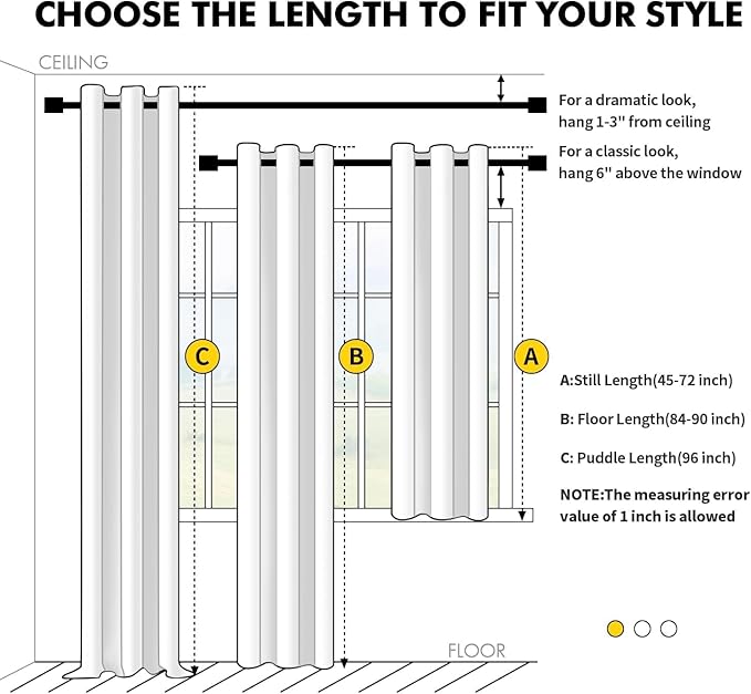 MIULEE Blackout Curtains for Bedroom Living Room 2 Panels, Thermal Insulated Room Darkening Drapes Grommet Noise Reducing Light Blocking Window Treatments 63 Inches Long 40x63 Inch Yellow