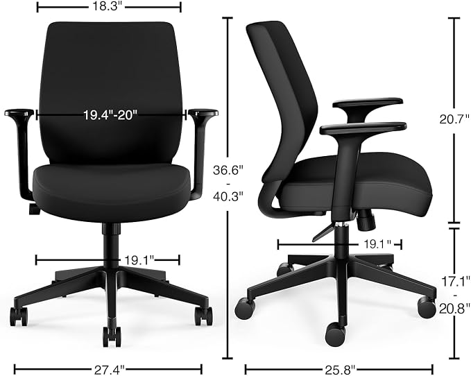Staples Ergonomic Task Chair, Fabric, Black
