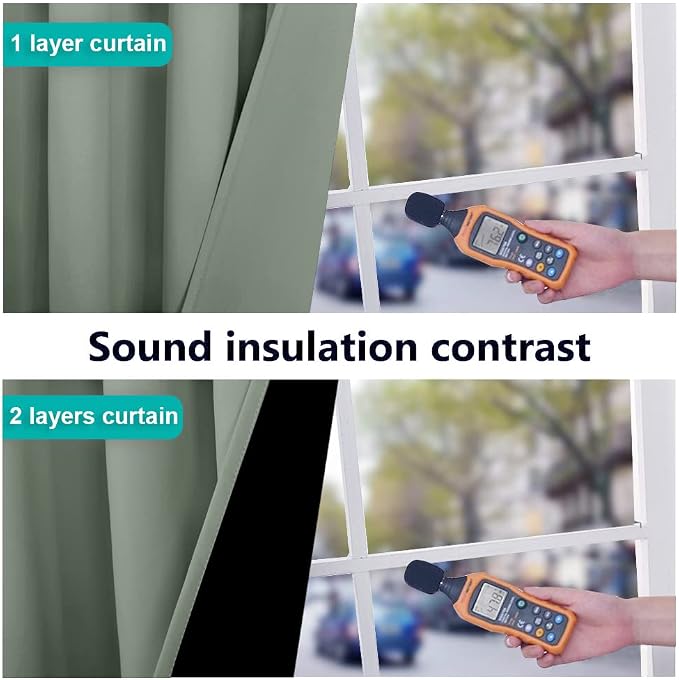 NICETOWN 100% Blackout Curtains 54 inches Long, Double-Deck Completely Blackout Window Treatment Thermal Insulated Lined Drapes for Small Window (Greyish Green, 1 Pair, 42 inches Width Each Panel)