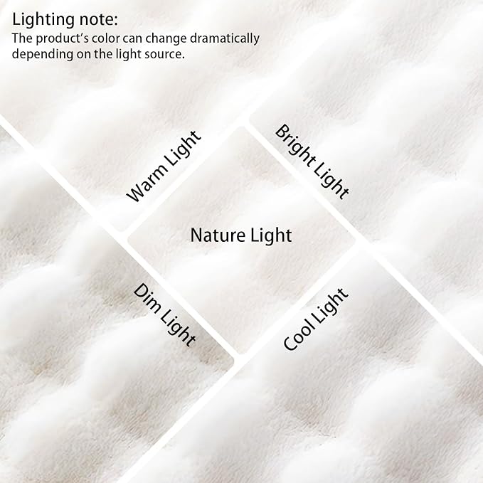 White Rabbit Plush Rug 5'x8', Fluffy Faux Fur Shaggy Area Rug for Nursery, Kids Room Decor, Soft Fuzzy Carpet for Living Room, Bedroom, Teen Girls Room