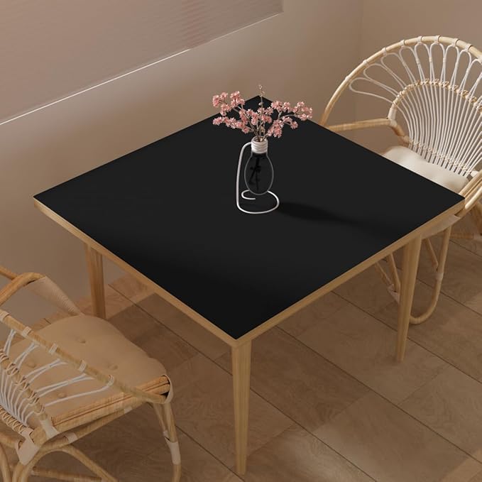 Faux Leather Table Cover,1.8mm Thick,30x30 Inch Table Protector,Dining Table Cover,Table Cover Protector,Dining Table Protector.(Black+Black,30x30)