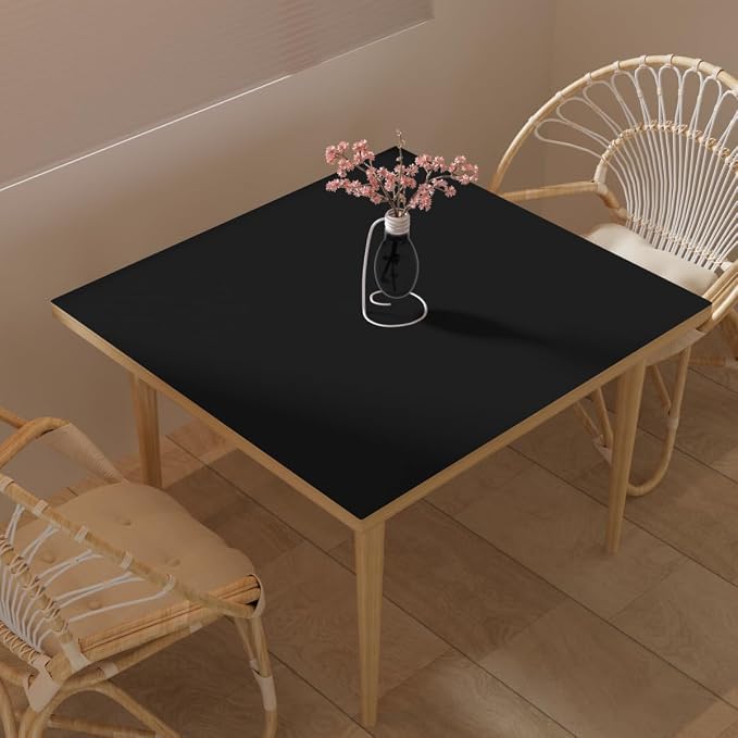 Faux Leather Table Cover,1.8mm Thick,36x36 Inch Table Protector,Table Protector for Dining Room Table,Dining Table Protector.(Black+Black,36x36)