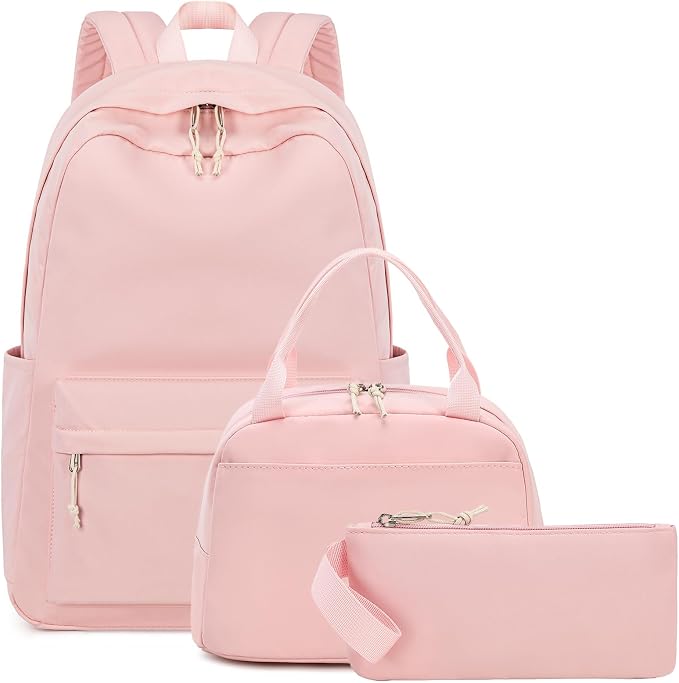 Bluboon Teen Girls School Backpack Kids Bookbag Set with Lunch Box Pencil Case Travel Laptop Backpack Casual Daypacks (Pink Set -3)