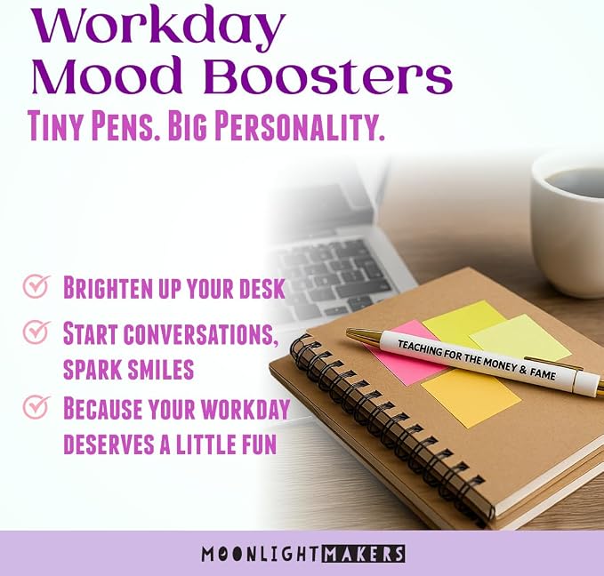 Moonlight Makers Funny Pens — Cute Pens with Sayings for Anxiety, Black Ink Ballpoint, Snarky Office Desk Accessories, Women, Coworkers, Friends, Gift Ideas, Set of 5, My Anxiety Has Anxiety