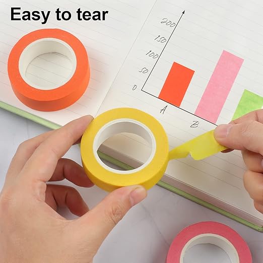 Guirnd 12PCS Colored Masking Tape, Kids Art Supplies, DIY Craft Tape, Colored Tape Rolls, Colored Painters Tape, 1.7cm x 12m (2/3In x 13Yards)