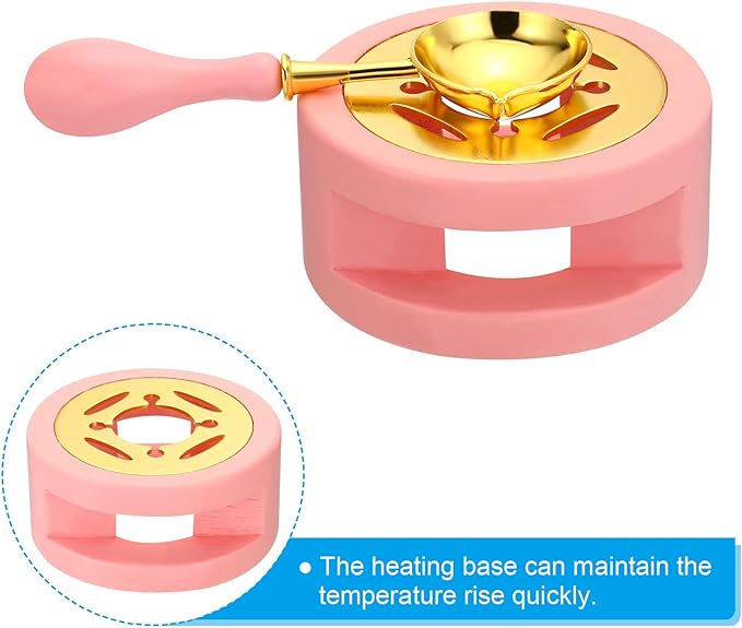 PATIKIL Seal Kit, Warmer With Melting Spoon, Retro Melt Stove Pot Furnace Tool for Wax Sealing Beads, Stamp Letter Envelope, Pink