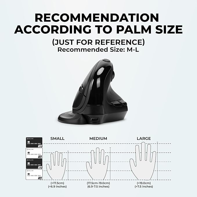 DELUX Seeker Ergonomic Mouse Wireless, Vertical Mouse with OLED Screen, 6 Buttons&Thumb Wheel Function, Silent Click, Up to 7200DPI, Programmable, Rechargeable, BT/2.4G/Wired, RGB Light(M618XSD-Black)