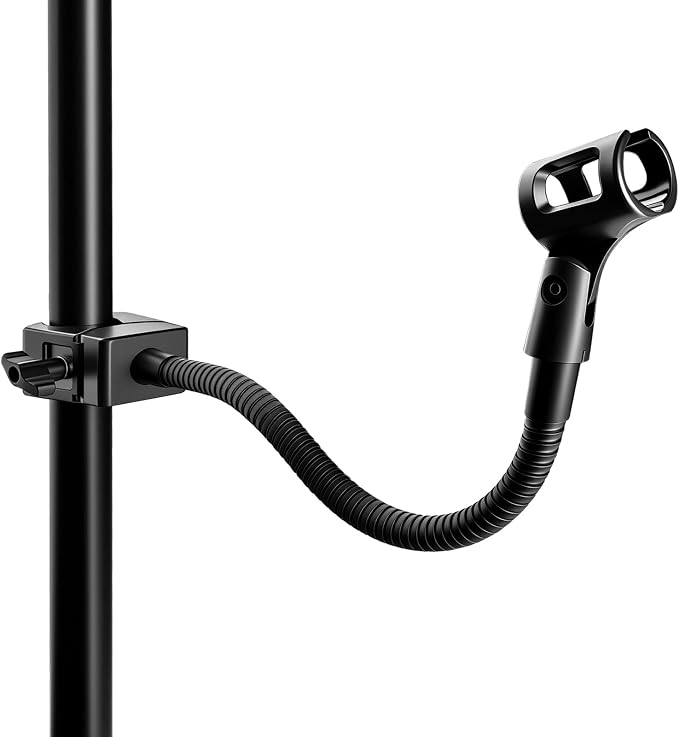 13" Gooseneck Mic Stand w/Super Crab Clamp, Flexible Microphone Arm Mount Holder, Compatible with Music Stands, Mic Stands, Tripods, Boom Arms - KBC1458