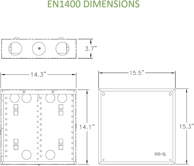 Legrand - OnQ 14 Inch Cable Management, In-Wall 20-Gauge Media Box, Structured Wiring Enclosure with 2.5 Inch Openings for Wires, Glossy White, EN1400
