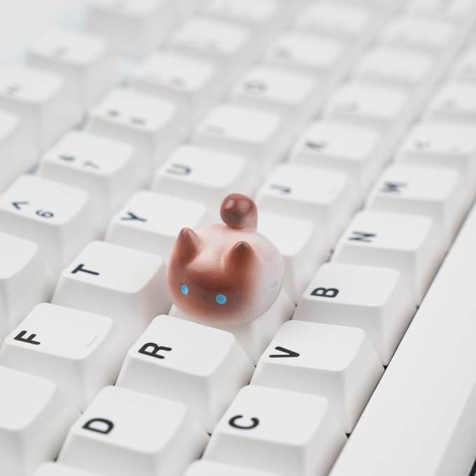 Artisan Cat Keycap, Black and Pink Siamese Cat Resin Handmade Keycap, 1U Size Openable Design, MX Switch Compatible for Mechanical Keyboards