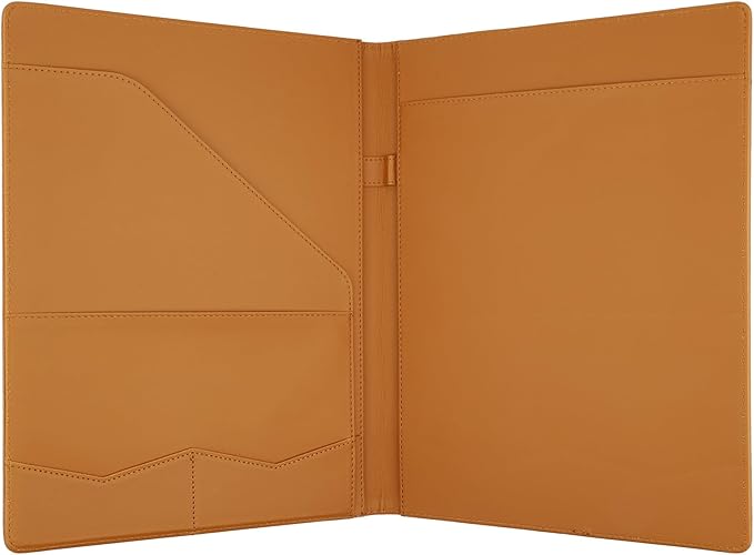 Professional Padfolio Portfolio Binder, Faux Leather Interview Resume Folder, Letter Size A4 Legal Writing Pad Holder, Document Organizer for Business School Office Conference (Brown)