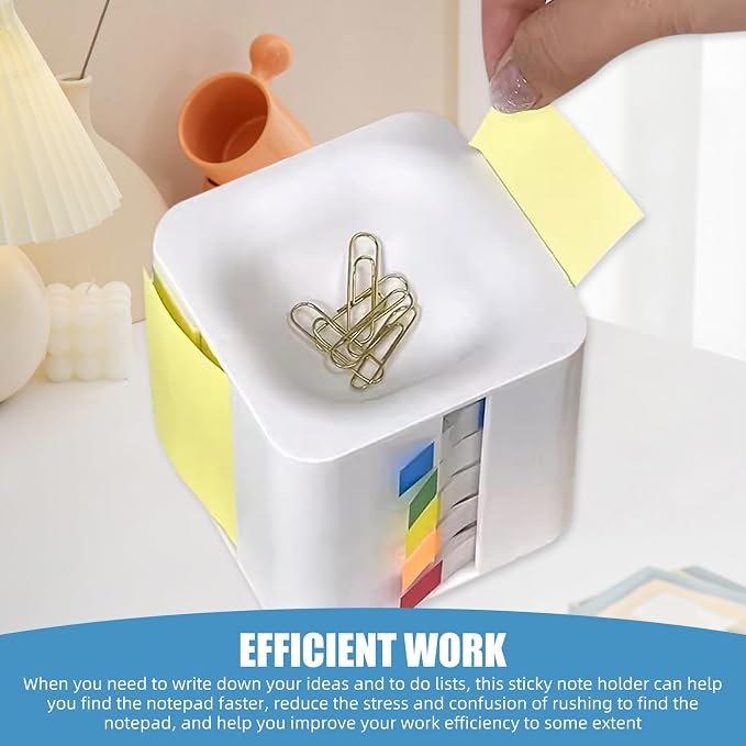 5 in 1 Sticky Note Dispenser for Desk with Pop Up Sticky Note, Sticky Rolls, Sticky Tabs, Magnetic Paper Clip Holder, Multifunctional Cube Sticky Note Holder Desk Organizer(Green)