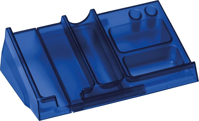helit H6253930 – Pet Greenlogic Stationery Makeup Organizer with Smartphone Tray – Blue/Clear