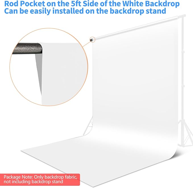HEMMOTOP Photo Backdrop Curtains, 5x7 ft White Backdrop for Photoshoot, White Photography Seamless Backdrops Background for Easter, Birthday Party, Halloween, Photo, Projector Screen