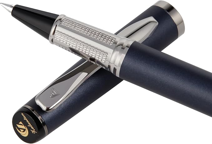 Liquid Ink Rollerball Pen,Luxury Nice Metal pen Smooth writing stylish design effortless writing,fancy pens with gift case metal pen for Men & Women with 2 Refills-Blue