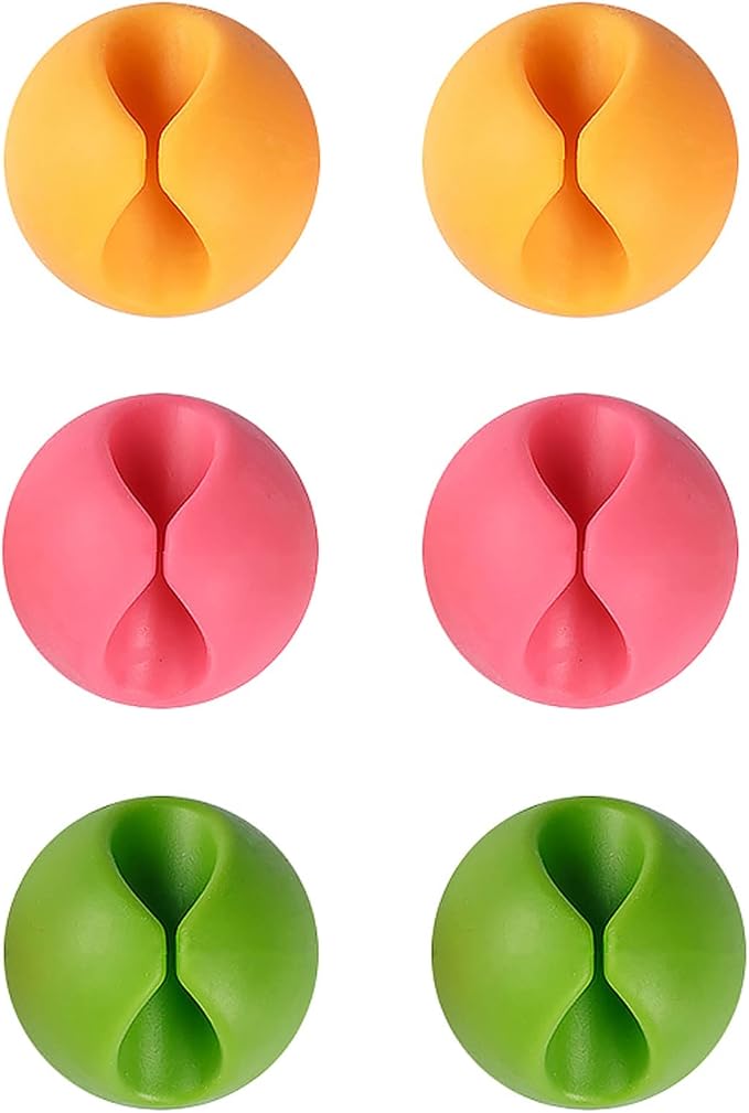 Shintop Cable Clips, Desk Cable Drop, Desk Wire Clips for All Your Computer, Electrical, Charging or Mouse Cord (Colorful,6pcs) | Colorful Rubber Cable Holder, Residue-Free, Desk Wire Clips for Mouse Cord, Keeps Cables Accessible, Helps Prevent Slipping