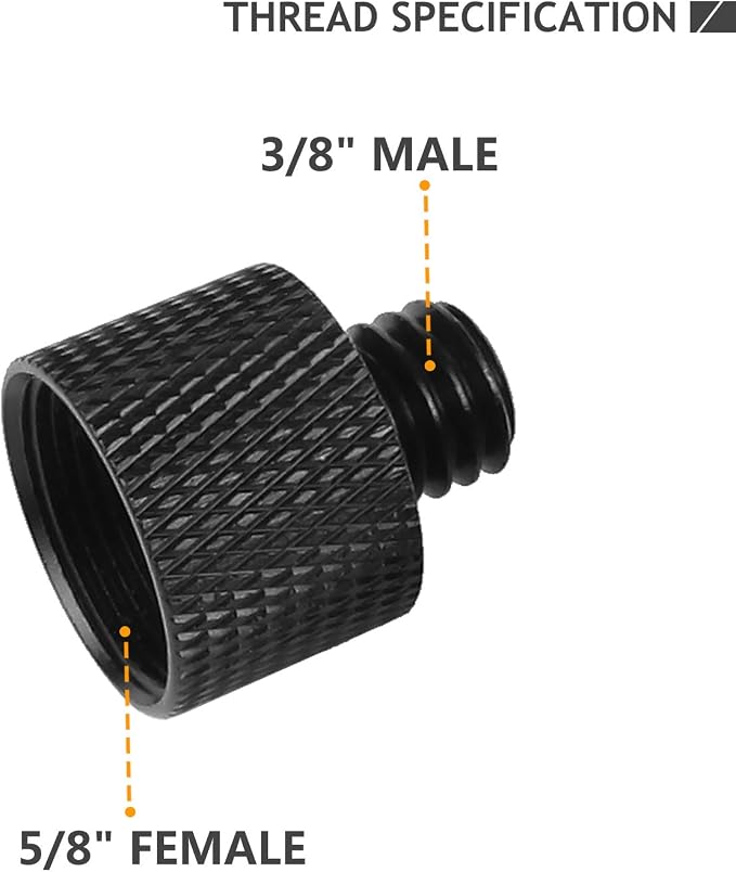 Mic Stand Adapter 5/8 Female to 3/8 MaleThread Screw, 5/8 to 3/8 Adapter for Microphone Stand Mount to Camera Tripod Converter Screw 2 Pack