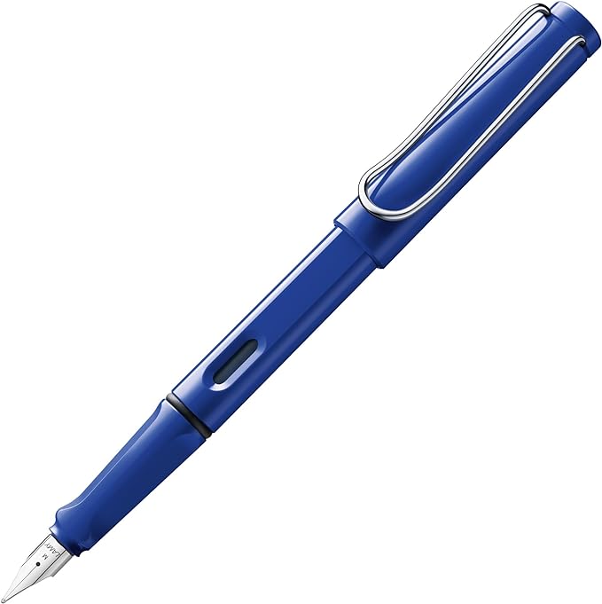 LAMY safari blue - Fountain Pen with ergonomic grip & polished Left-Handed steel nib (LH) in size M - ideal for any Writing & Calligraphy - including LAMY T 10 blue cartridge