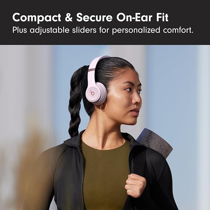 Beats Solo 4 - Wireless On-Ear Bluetooth Headphones, Up to 50-Hour Battery Life, Ultra-Lightweight Comfort, Powerful and Balanced Sound, Apple & Android Compatible - Cloud Pink