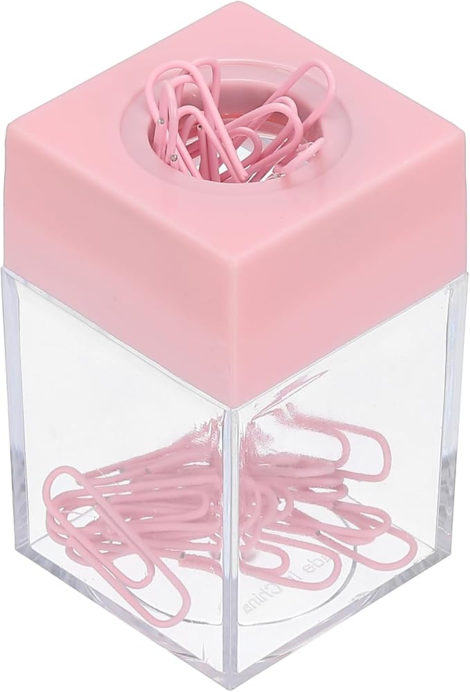 PATIKIL Magnetic Paper Clip Holder Dispenser, Large Capacity Paper Clip Organizers with Magnetic Top for Desk Supplies, Office, Classroom, Home, Pink