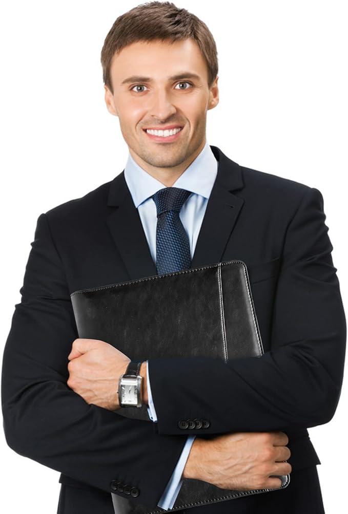 Calfinder Personalized Portfolio for Women&Men, Free Name Engrave,Customized Leather Padfolio with Logo or Name, Business Portfolio with A4 Writing Pad Holder for Resume,Gift for Father's Day