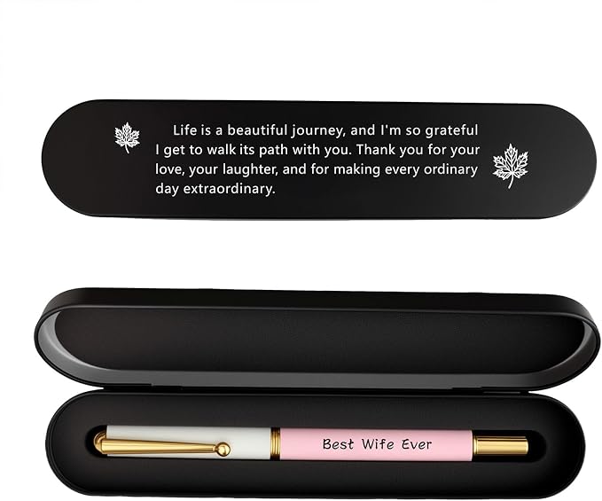 I Love You Wife Gift Pen - Best Wife Ever Engraved, Romantic Love Quote Gift, Anniversary Valentine's Day Present for Her