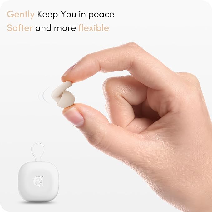 Audree Soft Ear Plugs for Noise Reduction, Reusable Flexible Earplugs for Sleep, Travelling, Focus, Study & Noise Sensitivity, 28dB Noise Cancelling, 8 Silicone Ear Tips in XS/S/M/L, White