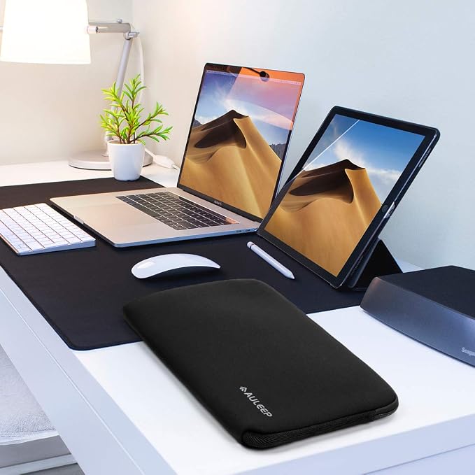 AULEEP 13-14 Inch Laptop Sleeves, Neoprene Water-Resistant Notebook Computer Pocket Tablet Chromebook Carrying Sleeve for MacBook Air/MacBook Pro 13-14 inch for HP/Dell/Lenovo/Asus/Acer, Black