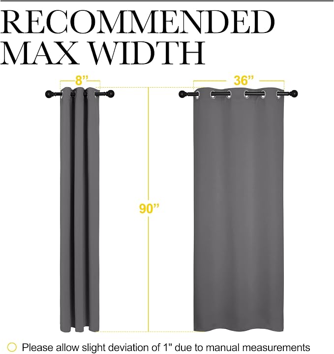 NICETOWN Thermal Insulated Blackout Curtains - Grommet Top Window Treatment Drapes for Hall (2 Panels, W42 x L90 inches, Grey)