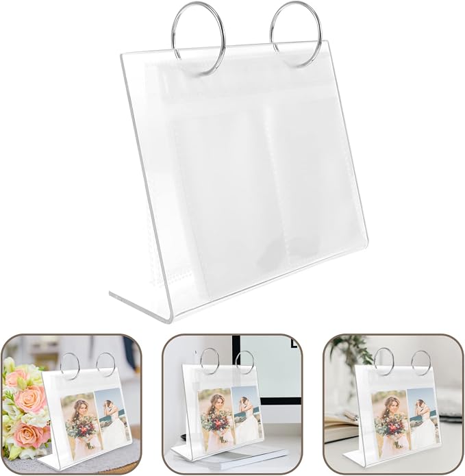 Tofficu Desktop Mini Photo Album Acrylic: Table Top Flip Calendar Photo 3 Inch Album Collection Photo Album for Home Office