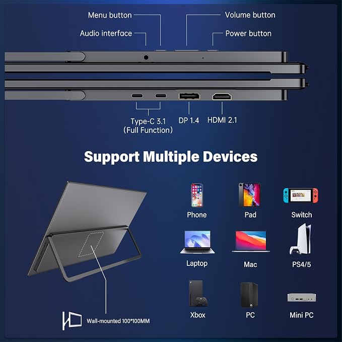 InnoView 27 Inch Monitor Dual Mode 4K UHD 120Hz/FHD 288Hz Larger Monitor, USB-C HDMI Computer Display HDR IPS Gaming Monitor, Kickstand, Speakers, for PC, MAC, Phone, PS4, Xbox, Switch