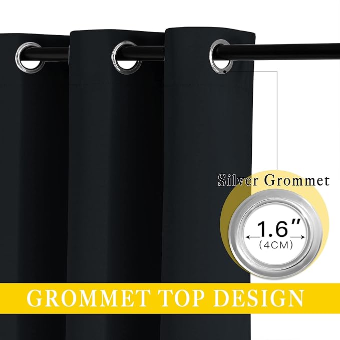 NICETOWN Black Out Sliding Door Curtain 102 inches Long, Grommet Thermal Insulated Patio Door Curtains Room Divider Drape Window Treatment for Bedroom/Living Room, 1 Panel, W80 x L102