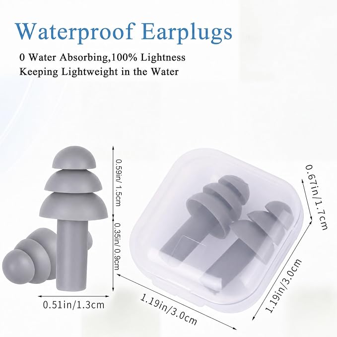 24 Pairs Grey Ear Plugs Bulk NRR 29dB Reusable Silicone Ear Plugs with Plastic Cases Soft Foam Plug for Sleeping Noise Cancelling Concerts Shooting Swimming Noise Reduction