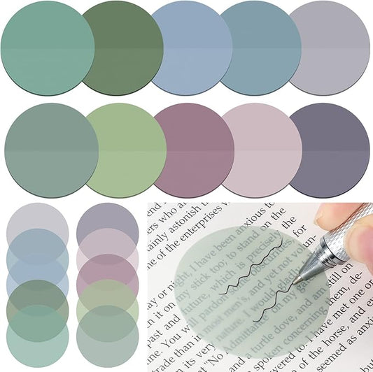 Sabary 500 Sheets Transparent Sticky Notes Round Translucent Sticky Notes Tabs Colorful Page Flags Stickers Clear Book Markers Bible Journaling Office Back to School Supplies(1.75 Inch,Dark)