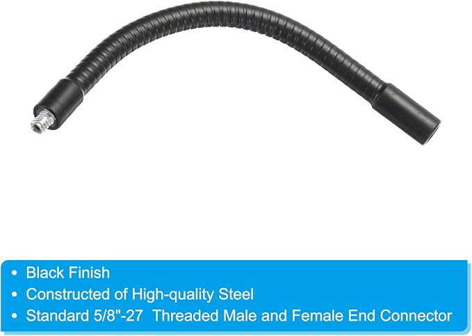PATIKIL 8" Gooseneck, 2 Pcs 1/4"-20 Female to Male Thread Metal Universal Hose Flexible Arm Gooseneck Tube Extension Holder for Action Camera, Phone, Microphone, Black