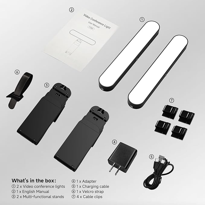 Dual-Lamp Video Conference Lighting Kit, Webcam Monitor Light with Remote and Touch Control, Zoom Lighting for Computer, Light for Laptop/Podcast/Streaming/Video Calls/Zoom Meetings