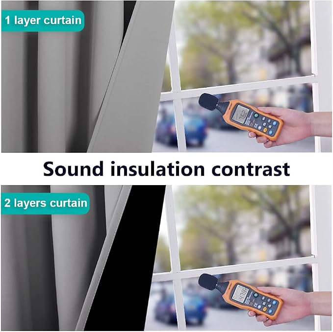 NICETOWN Total Shade Curtains and Draperies, Heavy-Duty Full Light Shading Drapes with Black Liner Backing for Villa/Hall/Dorm Window（Silver Grey, Package of 2 Panels, 52 inches Wide x 95 inches Long