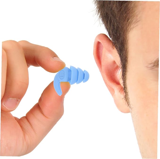 GLEAVI Reusable Silicone Noise Reduction with 3-Layer Sound Insulation, Waterproof Blue for Travel and Study