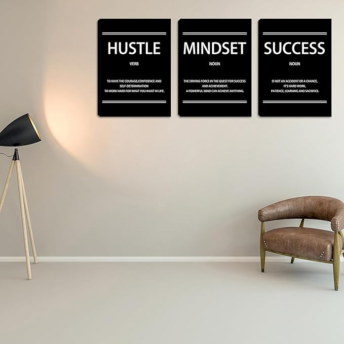 Halioyo Inspirational Wall Decor, 12 x 16 Inch Motivational Canvas Wall Art for Living Room, Positive Painting Poster for Bedroom Classroom Meeting Room Office, Ready to Hang - 3pieces