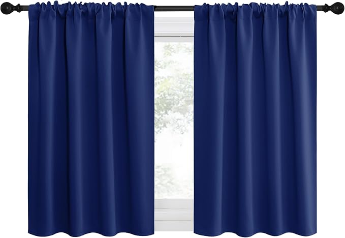 NICETOWN RV Blackout Curtains for Camper Windows, Navy Blue, 29" Wide by 40" Long, 2 PCs, Short Blackout Curtains & Drapes, Thermal Insulated Blackout Curtain Panels for Kids Room, Play Room