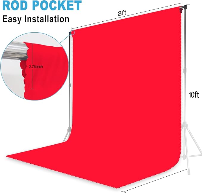 Red Backdrop for Photoshoot, Professional Photo Backdrop Background Curtain for Product Photography, Portraits, Wedding, Party, Live Streaming Video Recording 8X10 FT