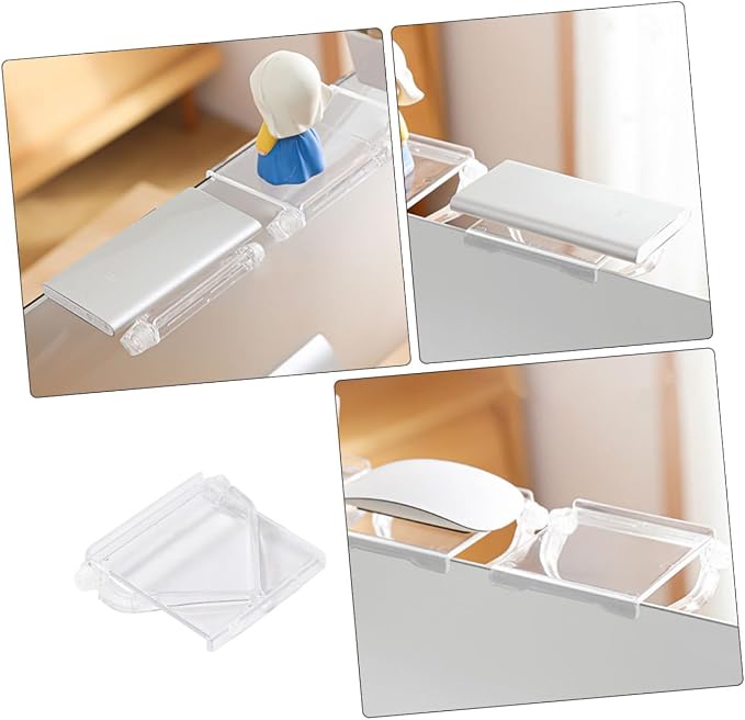 OUNONA 2pcs Monitor Top Storage Shelf Adjustable Transparent Bracket for Routers Small Devices No Drill Installation for Home Office Decor