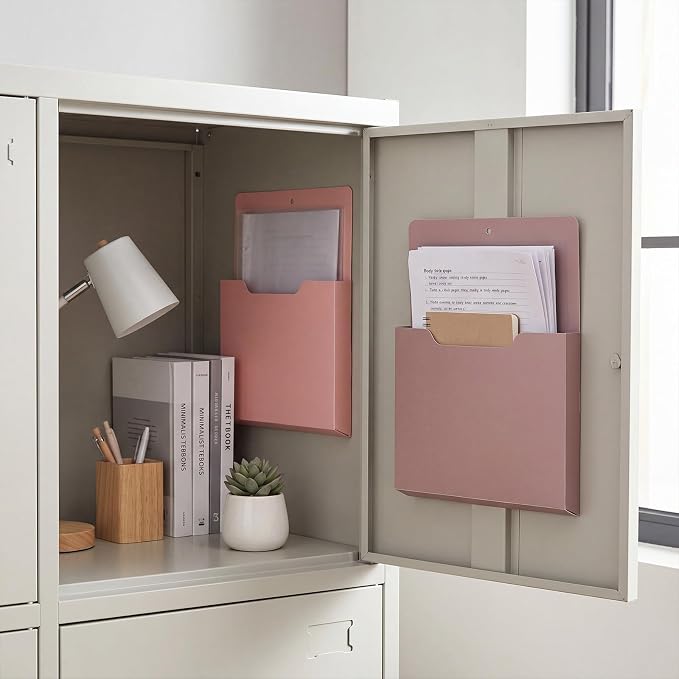 Gilprop 8 Pack Magnetic File Holder, 10"x13"x1.2" Magnetic Wall File Folders for Whiteboard, Hanging Classroom Organizer Storage, Refrigerator Magazine Holder for Mail Letters Paper Desk Office
