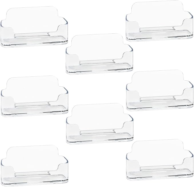 HSYMQ 8 Pack Acrylic Business Card Holder for Desk, Clear Plastic Business Cards Display Holders Stand, Fits 30-50 Business Cards