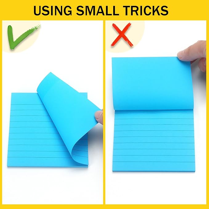 Eastern Wolf 8 Pads Lined Sticky Notes 4x4 Sticky Notes with Lines Self-Stick Note Pads 8 Bright Multi Colors, 50 Sheet/Pad