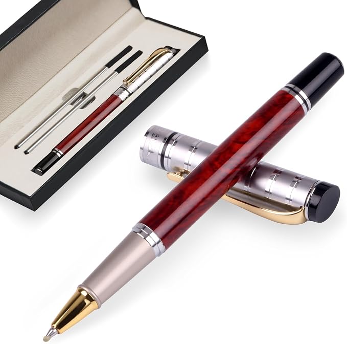Luxury Gel Ballpoint Pens,Personalized Black Ink Pen Set with 2 Pcs Extras Replaceable Metal Refills, Ultra-Smooth Writing Experience, Perfect for Gifts,Business,Office