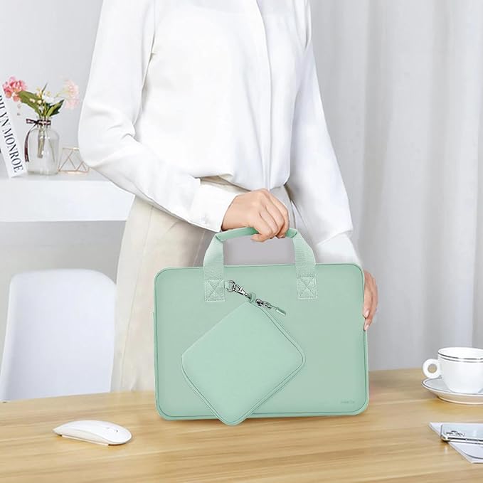 Hseok Laptop Sleeve 13.3-14 inch Case with Small Pouch, Neoprene Computer Bag Compatible with MacBook Neo/Pro 14 M5/M4/M3/M2/M1, Mac Air/Pro 13.3, XPS 14 and Most 13-14 inch Notebooks,Spring Blue